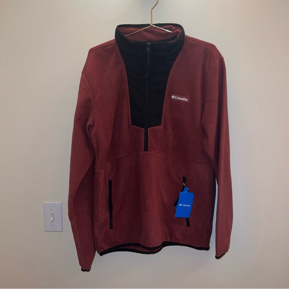 Columbia Other - Columbia Burgundy Fleece Jacket with Black Accents | NWT | Size Medium